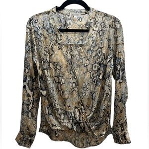 Olivia Graye‎ Metallic Snake Print Wrap Blouse Size XS